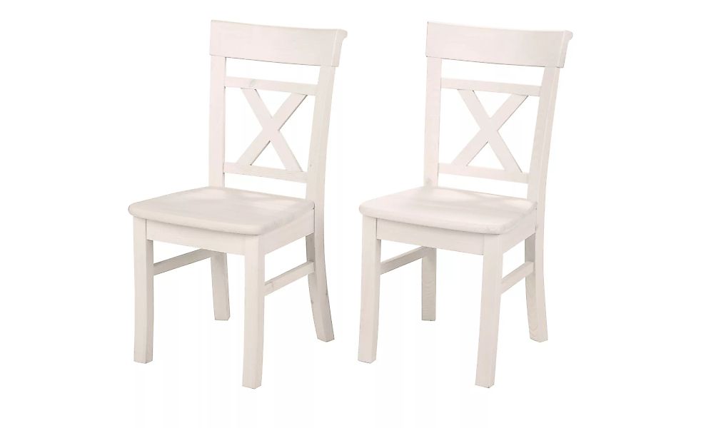 Massivholz-Stühle, 2er-Set   Bornholm ¦ weiß ¦ Maße (cm): B: 44 H: 96 T: 50 günstig online kaufen
