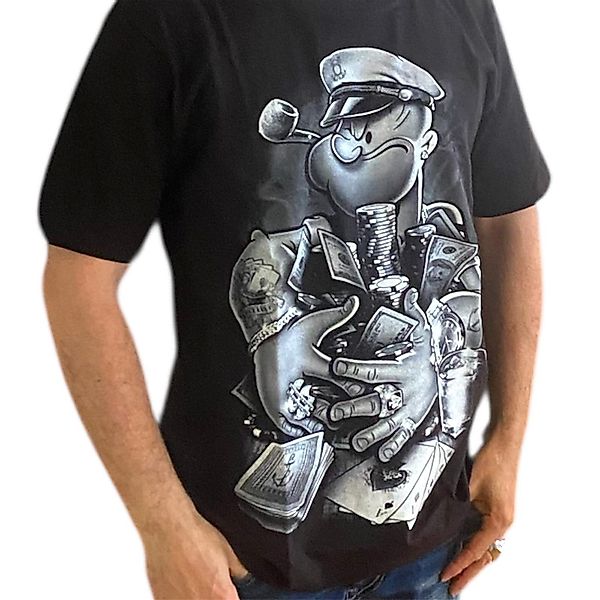 Marinblue American-Shirt Gangster Popeye T-Shirt Schwarz günstig online kaufen