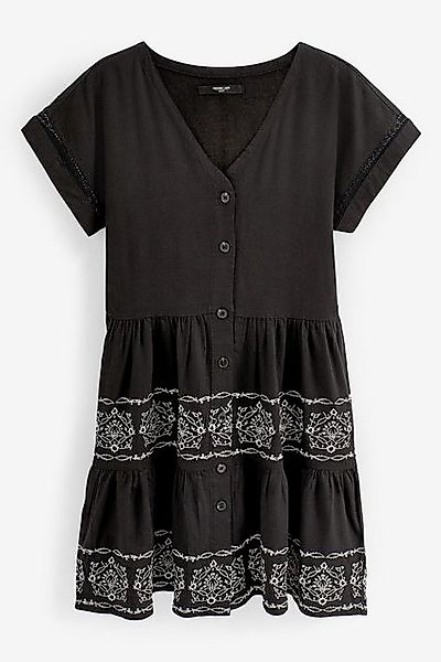 Next Minikleid Gestuftes Minikleid aus Leinengemisch, günstig online kaufen
