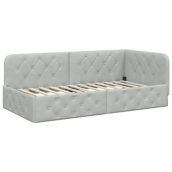 vidaXL Eckbettgestell mit Kopfteil Hellgrau 100 x 200 cm Samt 42016543 günstig online kaufen