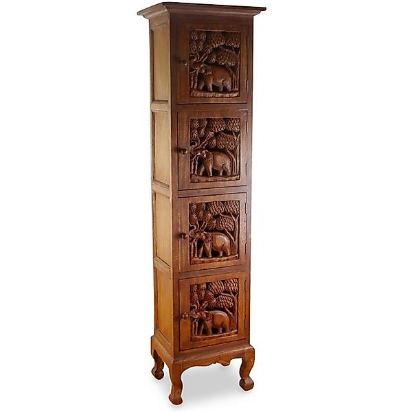 livasia Hochschrank Hochschrank Massivholz 50x40x200cm mit Elefantenschnitz günstig online kaufen