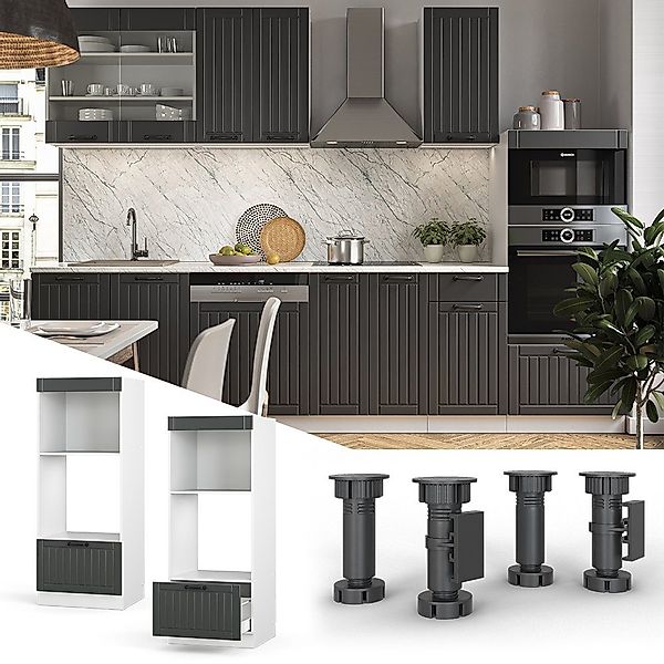 Vicco Mikrowellenumbauschrank Fame-Line, Anthrazit/Weiß, 60 cm günstig online kaufen