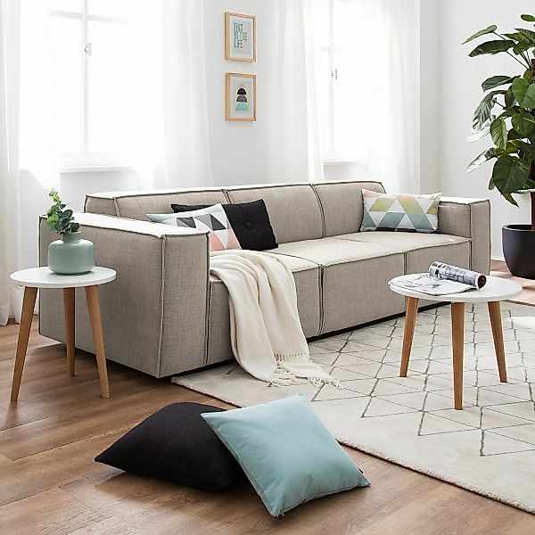 home24 Sofa Kinx 3-Sitzer Anthrazit Webstoff 260x72x96 cm (BxHxT) Modern günstig online kaufen