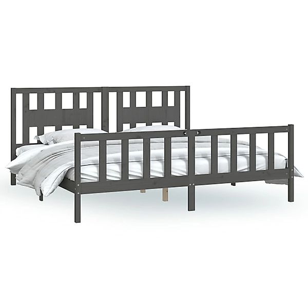 vidaXL Massivholzbett mit Kopfteil Grau Kiefer 200x200 cm1668485 günstig online kaufen