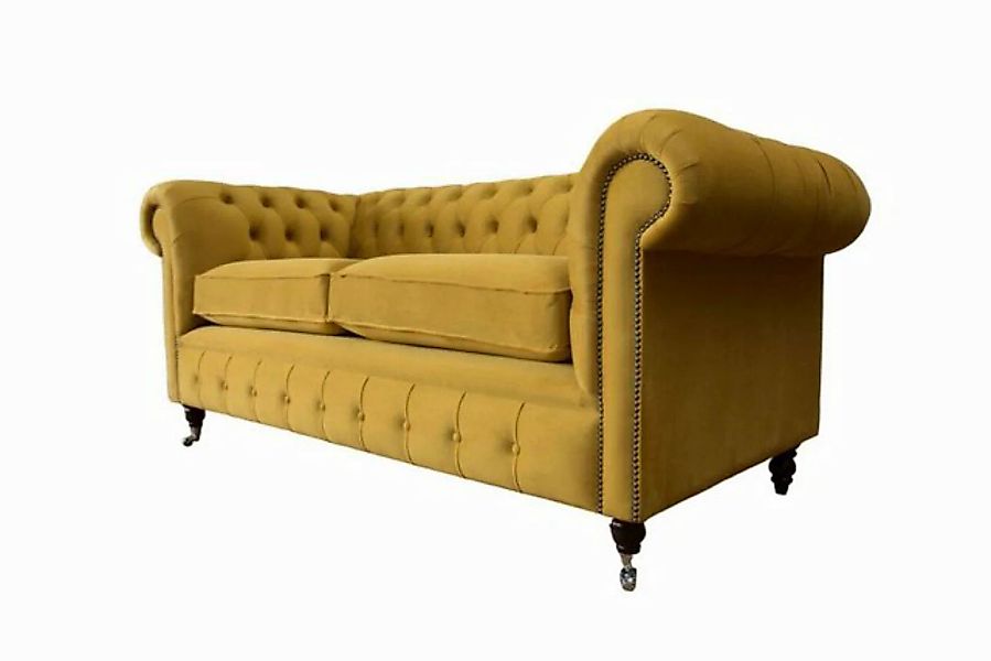 JVmoebel Chesterfield-Sofa 3-SITZIGES CHESTERFIELD-SOFA AUS WEICHEM SENFGEL günstig online kaufen