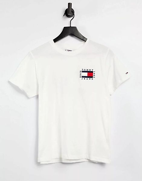 Tommy Jeans – Weißes T-Shirt mit Flaggenlogo günstig online kaufen
