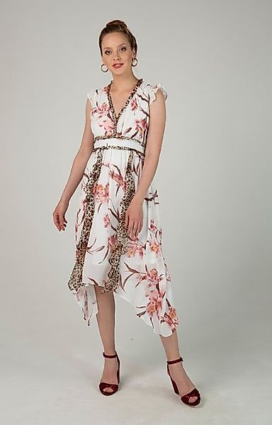 Passioni Druckkleid Elegantes Kleid im Mustermix Volantoptik günstig online kaufen