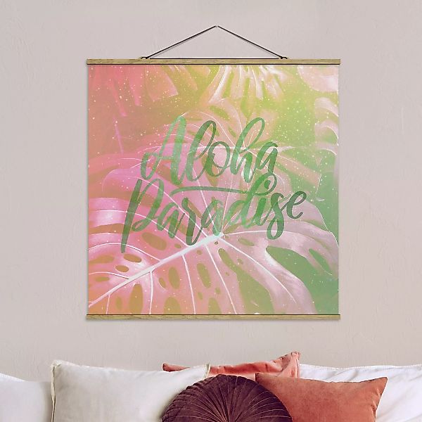Stoffbild Blumen mit Posterleisten - Quadrat Rainbow - Aloha Paradise günstig online kaufen