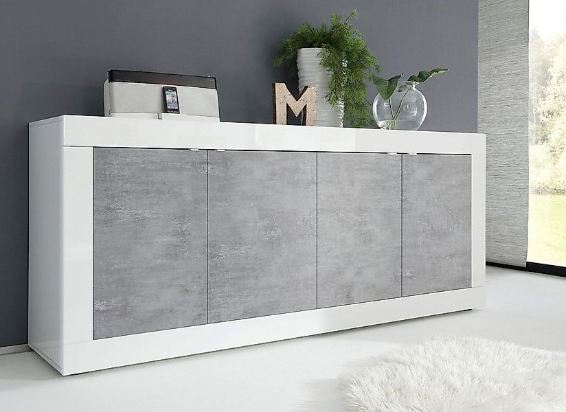 INOSIGN Sideboard Basic Breite 207 cm, Kommode 4 Türen, Anrichte, Metallgri günstig online kaufen