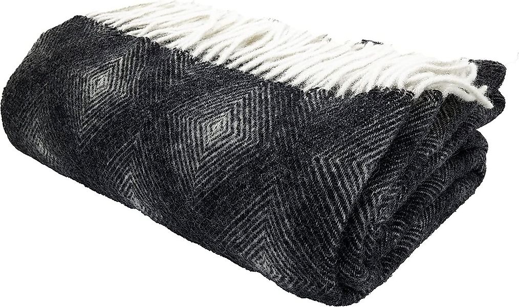 Wolldecke Fair De Luxe Wolldecke 100% Wolle, Plaid/Wohndecke, Anthrazit, He günstig online kaufen