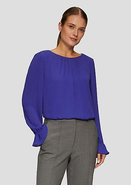 s.Oliver Langarmbluse Bluse Viskosebluse mit Plisseeärmeln günstig online kaufen
