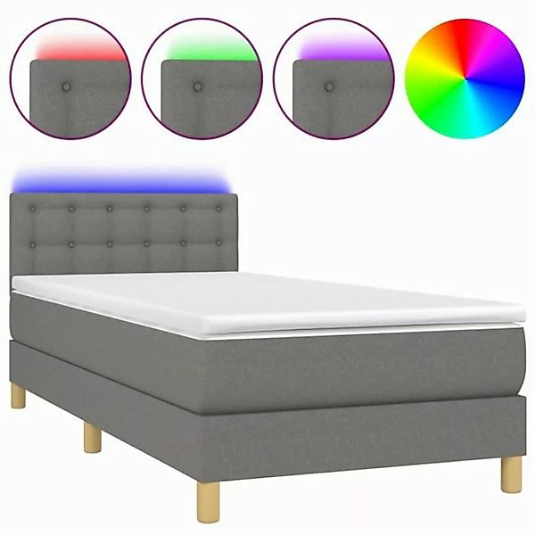 vidaXL Boxspringbett Boxspringbett mit Matratze LED Dunkelgrau 90x190 cm St günstig online kaufen