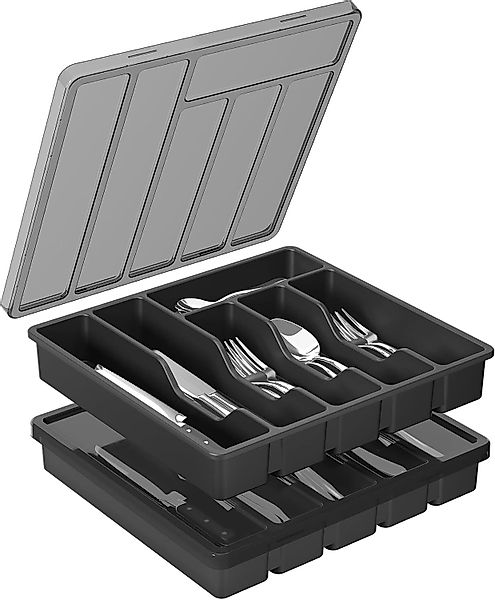 Coonoor Besteckkasten Küchenbesteck-Aufbewahrungsbox mit Deckel, staubgesch günstig online kaufen