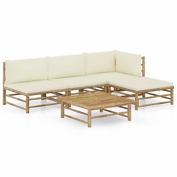vidaXL Gartenlounge-Set 5-tlg. Garten-Lounge-Set mit Cremeweißen günstig online kaufen