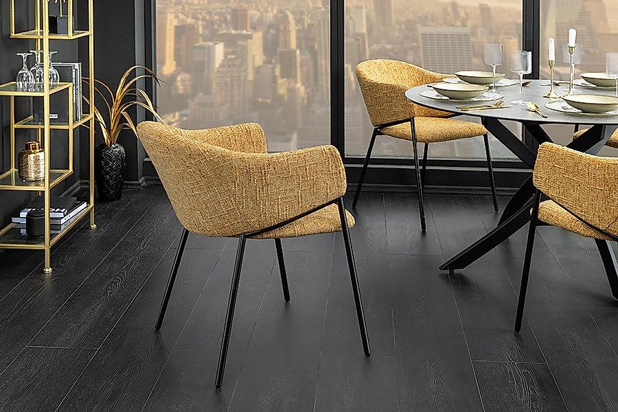 riess-ambiente Esszimmerstuhl NOBLESSE senfgelb/schwarz - Chenille, Metallg günstig online kaufen
