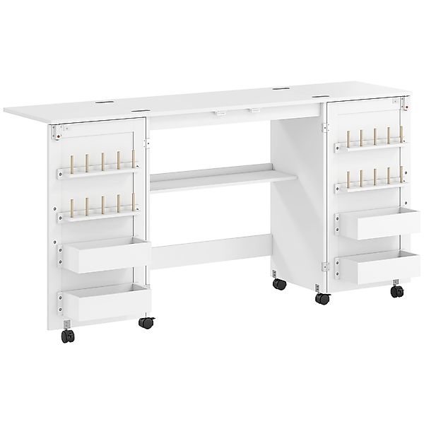 HOMCOM Klappbarer Nähtisch mit 2 Magnetischen Türen, Nähtisch Platzsparend günstig online kaufen