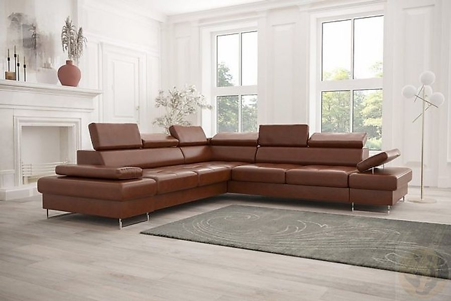 Friderik-EU Ecksofa GALAXY MAX Große Echtleder Couch Links/Rechts 208x208, günstig online kaufen