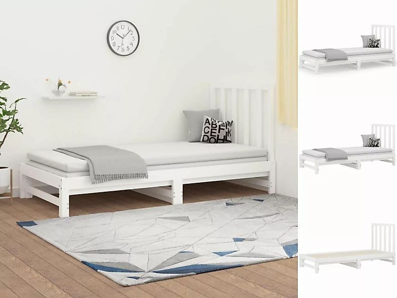 vidaXL Bettgestell Gästebett Tagesbett Ausziehbar Weiß 2x90x200 cm Massivho günstig online kaufen