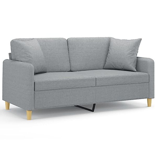 vidaXL Sofa, 2-Sitzer-Sofa mit Zierkissen Hellgrau 140 cm Stoff günstig online kaufen