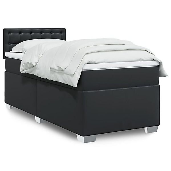 vidaXL Boxspringbett, Boxspringbett mit Matratze Schwarz 80x200 cm Kunstled günstig online kaufen