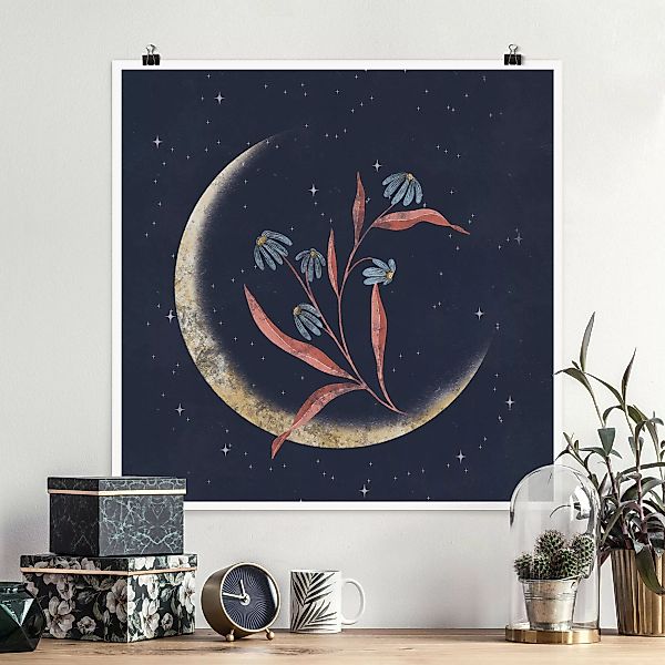Poster Mondsichel und Margeriten günstig online kaufen