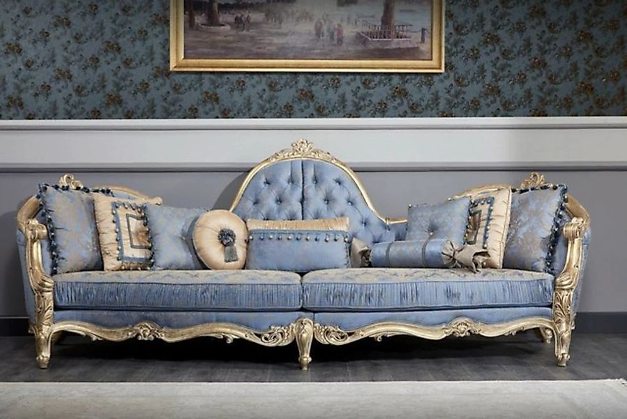 Casa Padrino Chesterfield-Sofa Luxus Barock Chesterfield Sofa Hellblau / An günstig online kaufen