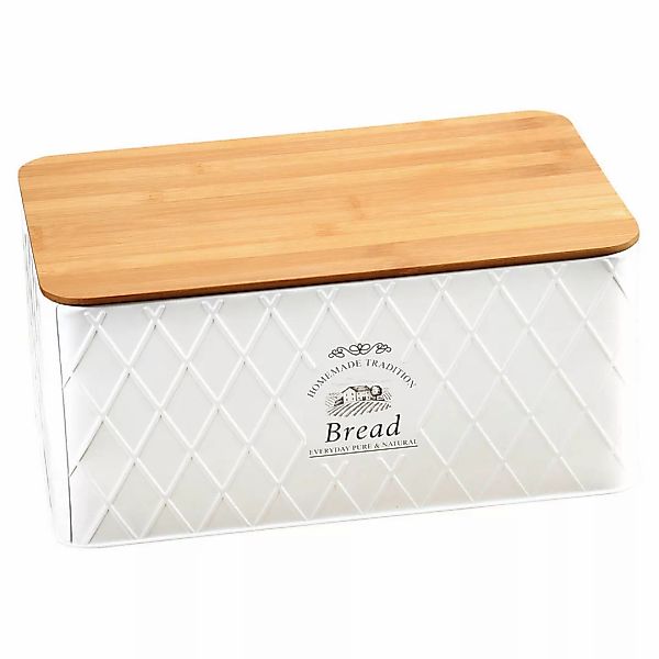 Kesper Brotkasten Landhaus weiß Metall B/H/L: ca. 21x15x32,5 cm günstig online kaufen