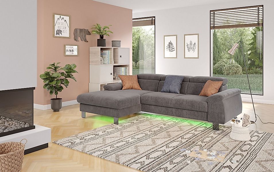 COTTA Ecksofa "Komaris L-Form, B: 244 cm" mit Kopfteilverstellung, optional günstig online kaufen