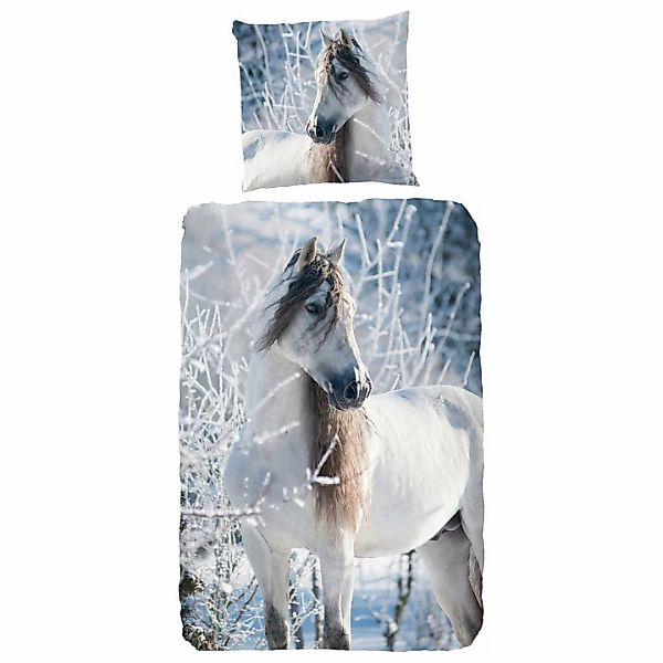 good morning Kinderbettwäsche »White horse«, Biber, 135x200, Weich, Warm, R günstig online kaufen