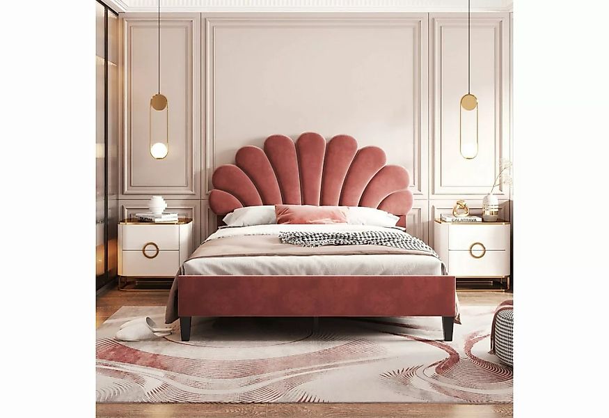 Fangqi Polsterbett 140 x 200 cm gepolstertes Doppelbett,Jugendbett mit gebl günstig online kaufen