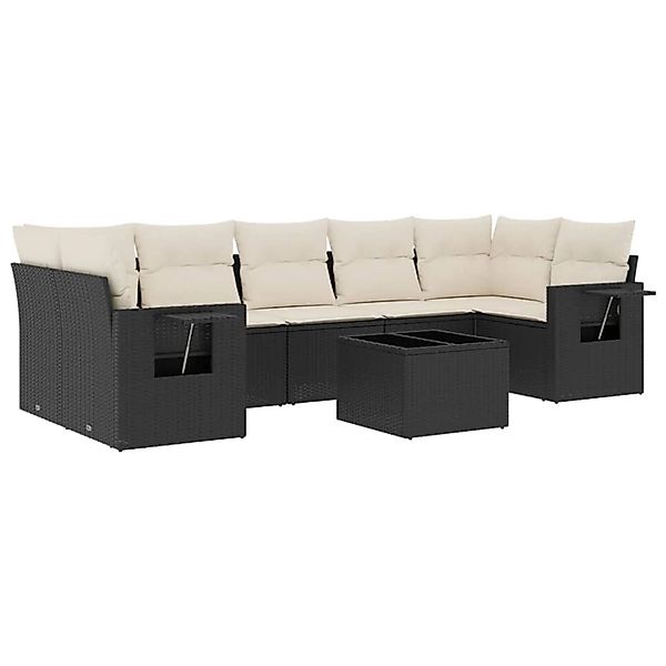 vidaXL 8-Tlg Garten-Sofagarnitur mit Kissen Schwarz Poly Rattan 3252273 günstig online kaufen