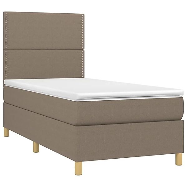 vidaXL Boxspringbett mit Matratze & LED Taupe 90x200 cm Stoff 3135329 günstig online kaufen