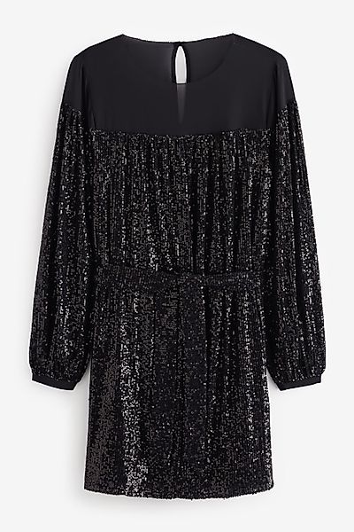 Next Paillettenkleid Langärmeliges Pailletten-Minikleid – Kurzgröße günstig online kaufen