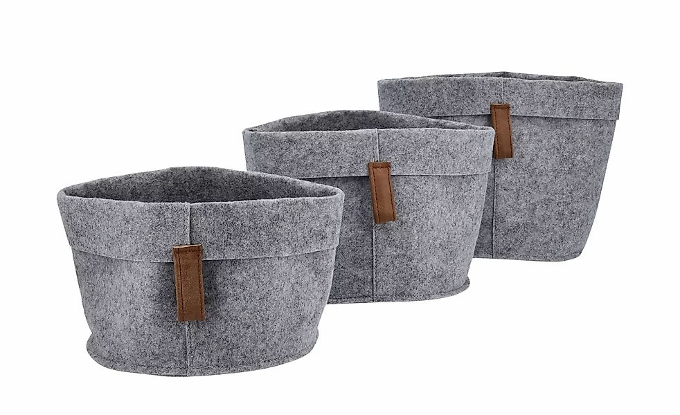 Aufbewahrungskorb  3er-Set   ¦ grau ¦ Filz ¦ Maße (cm): H: 19  Ø: 22 Aufbew günstig online kaufen