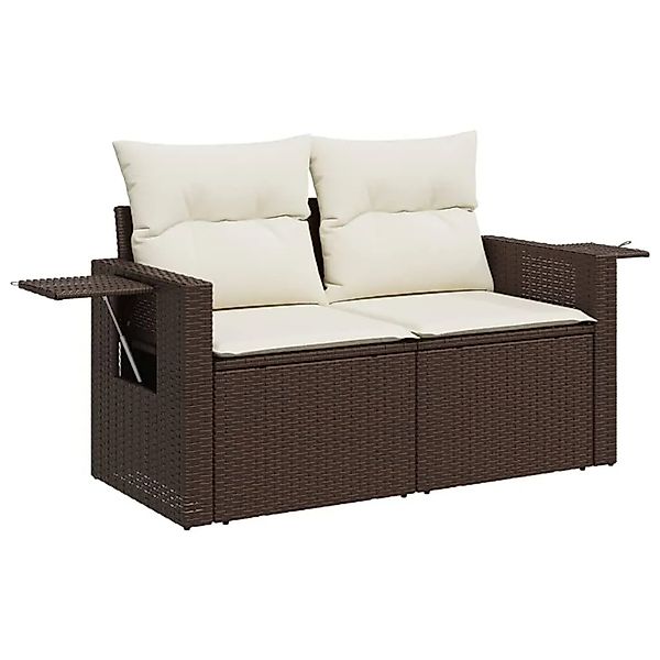 vidaXL Gartensofa mit Kissen 2-Sitzer Braun Poly Rattan 366210 günstig online kaufen