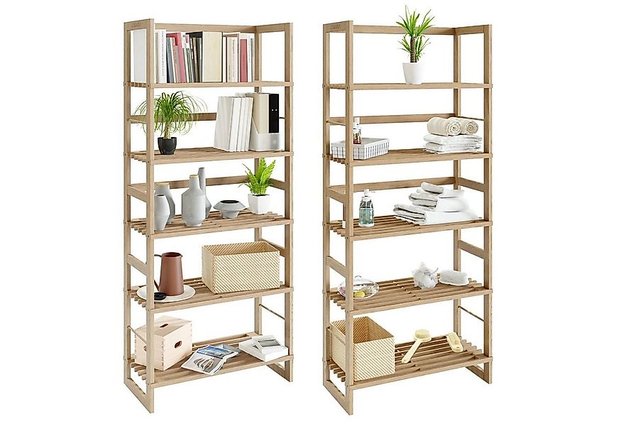 Casaria Standregal Öland, Badregal Holz 5 Böden Kellerregal Holzregal Bad B günstig online kaufen