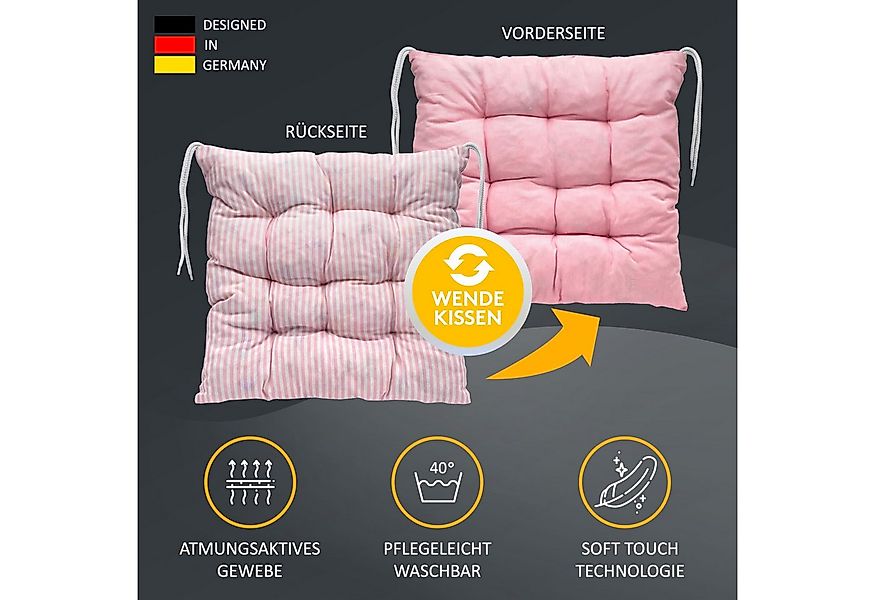 LILENO HOME Stuhlkissen - Wende Sitzkissen für Gartenstuhl oder Küchenstuhl günstig online kaufen