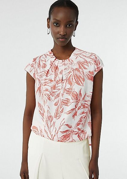 comma Blusentop Bluse Gemusterte Satin-Bluse mit Raffung günstig online kaufen