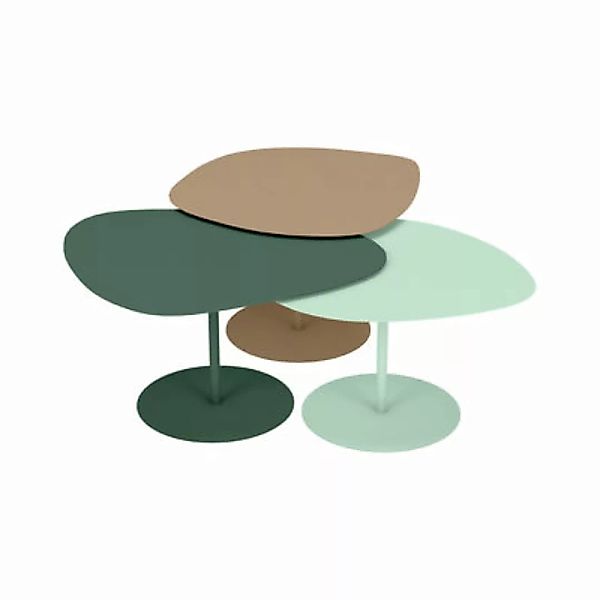Satz-Tische Galet OUTDOOR metall grün beige / 3er-Set -  Aluminium - Matièr günstig online kaufen
