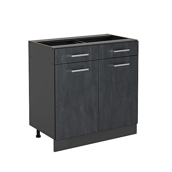 Vicco Küchenunterschrank R-Line Schwarz Beton 80 cm ohne Arbeitsplatte mit günstig online kaufen
