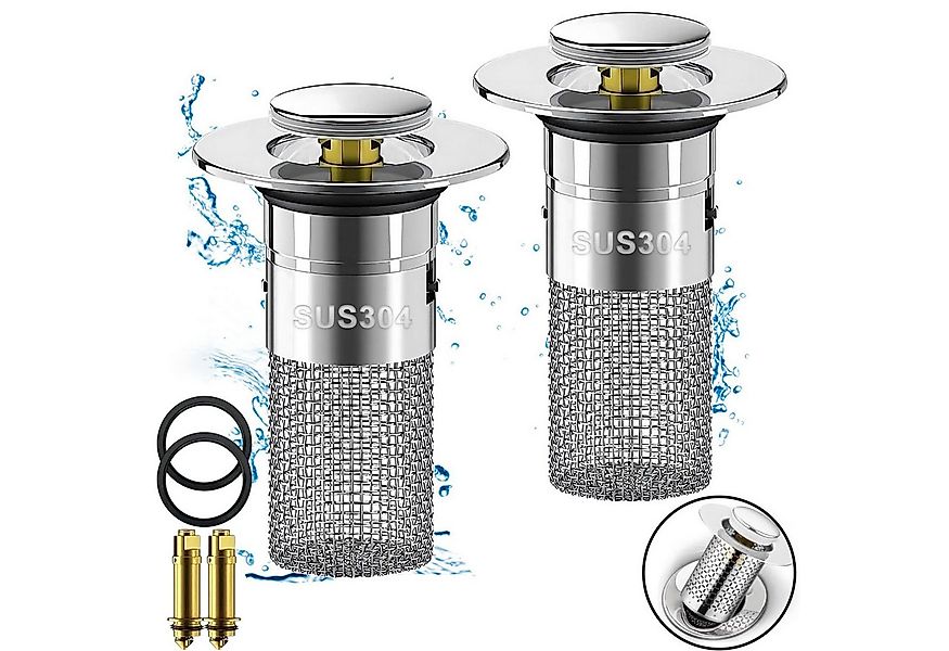 Mutig Waschbeckenstöpsel 2 Stück 2-in-1 Waschbeckenstöpsel mit Abflusssieb, günstig online kaufen