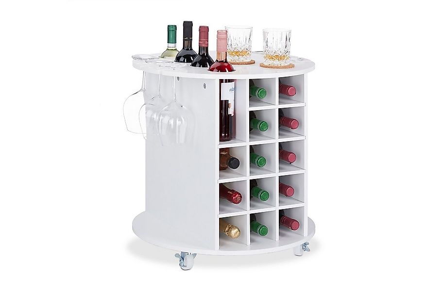 relaxdays Weinregal Weißes Weinregal auf Rollen günstig online kaufen