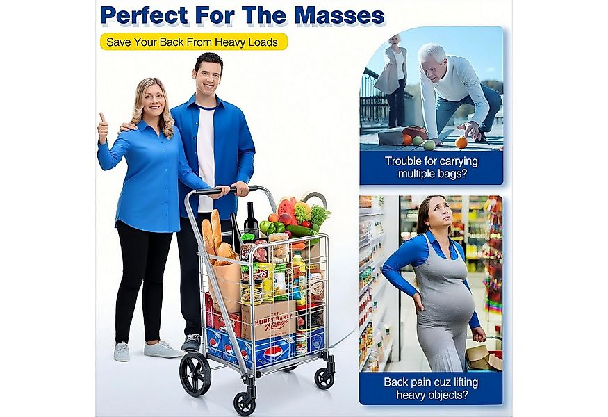 POPOLIC Einkaufstrolley flach zusammenklappbarer Einkaufswagen mit 360° dre günstig online kaufen