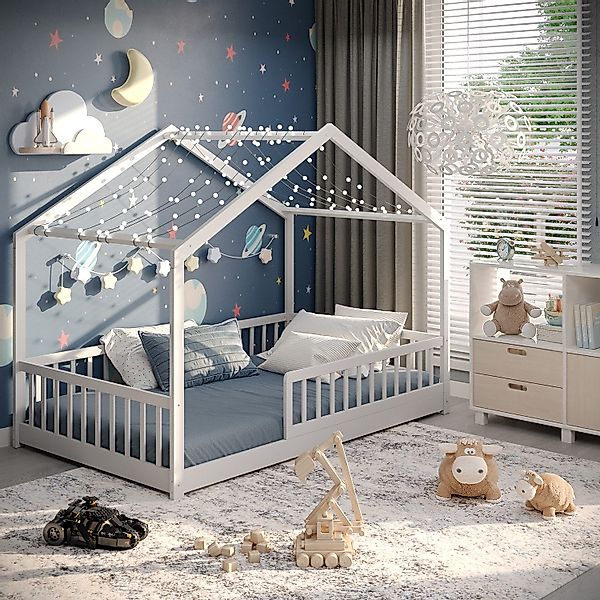 CADANI Kinderbett Malte Bodenbett Hausbett weiß günstig online kaufen