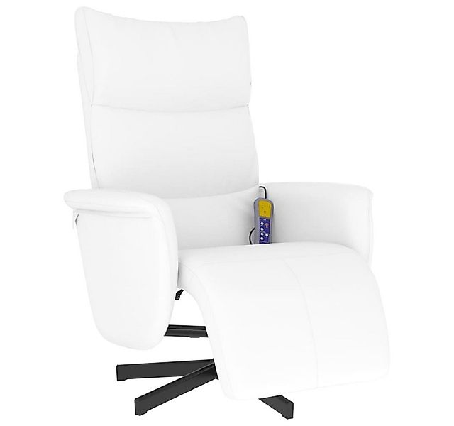 vidaXL Sessel Massagesessel mit Fußteil Weiß Kunstleder (1-St) günstig online kaufen