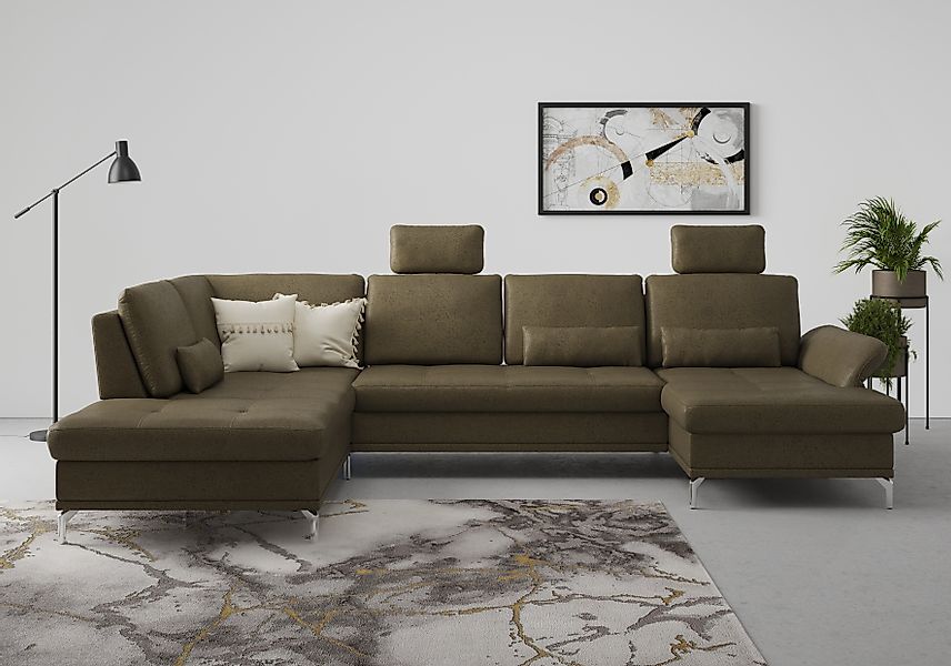 Home affaire Wohnlandschaft »Palm Beach U-Form« Federkern, mit Sitztiefenve günstig online kaufen