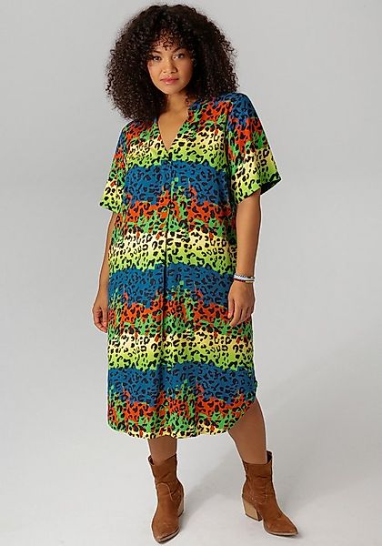 Aniston PLUS Blusenkleid mit farbenfrohem Animal-Print günstig online kaufen
