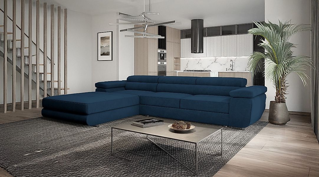 Goldstoff Ecksofa mit Schlaffunktion und Bettkasten, günstig online kaufen