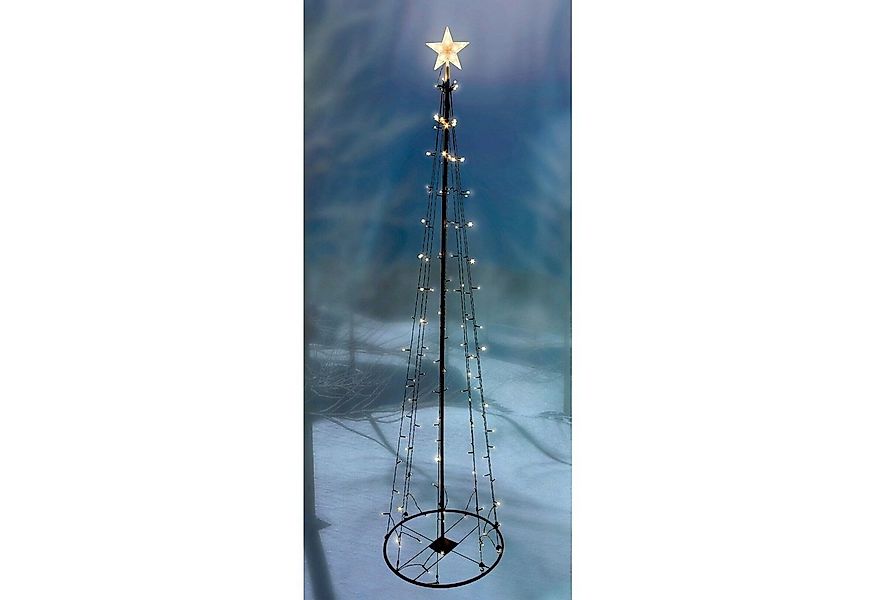 Mojawo Lichtervorhang XL LED Metall Weihnachtsbaum mit Stern warmweiß 106 L günstig online kaufen