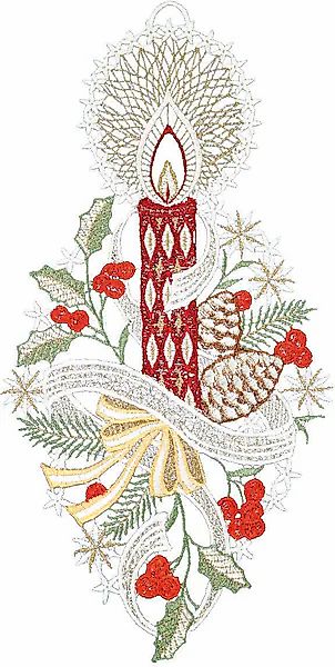 W. Reuter & Sohn - Plauener Spitze Fensterbild "Kerze" Made in Germany günstig online kaufen